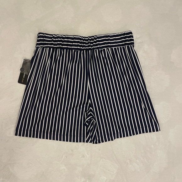 Robert Louis Navy and White Striped High Waist Shorts - Picture 3 of 3